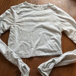 Gymshark Pale Gray Cropped Long Sleeve Top